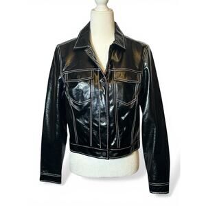 90s Style Jacket With White Stitching